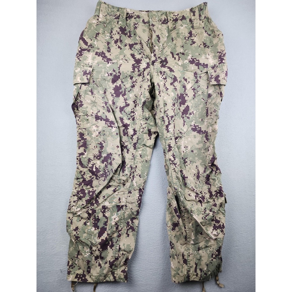 US Navy Pants Mens Large Short NWU Type III Camo Cargo Workwear Digital Seals